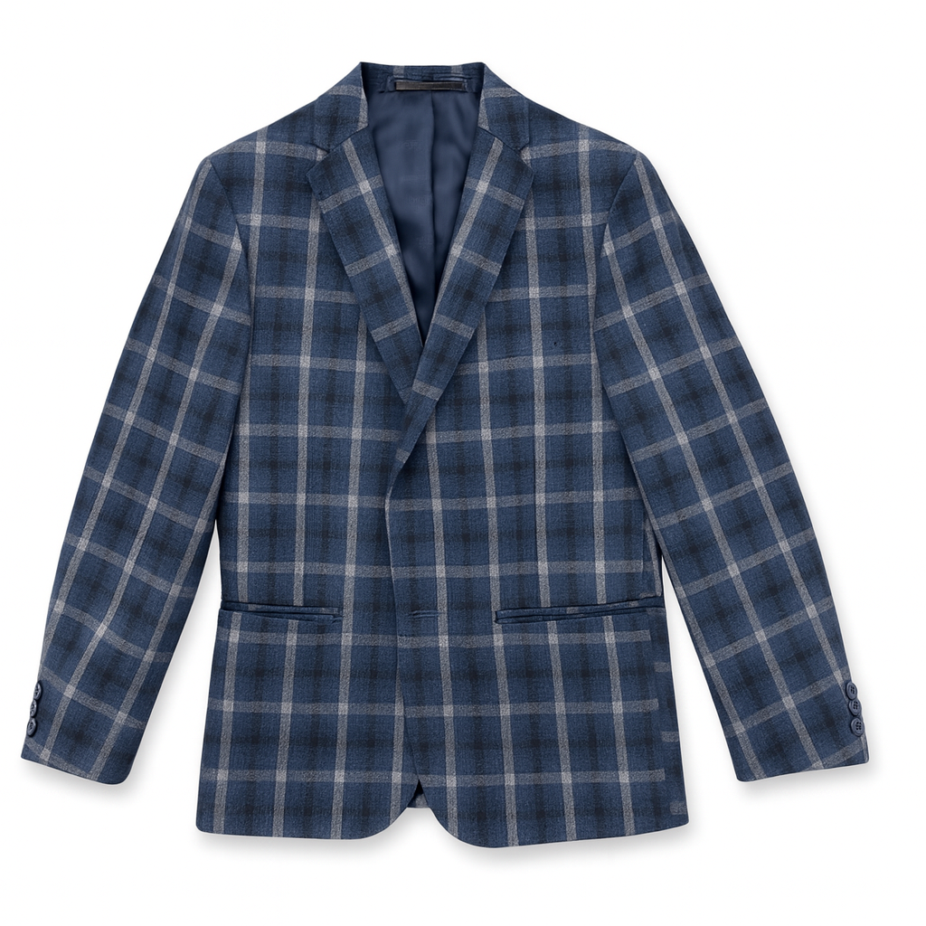 Michael Kors Boys Skinny Blue/White Plaid Sports Jacket-NorthBoys