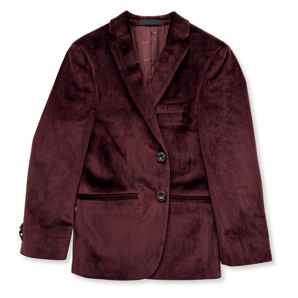 Michael Kors Boys Skinny Burgundy Velvet Knit Sports Jacket-NorthBoys