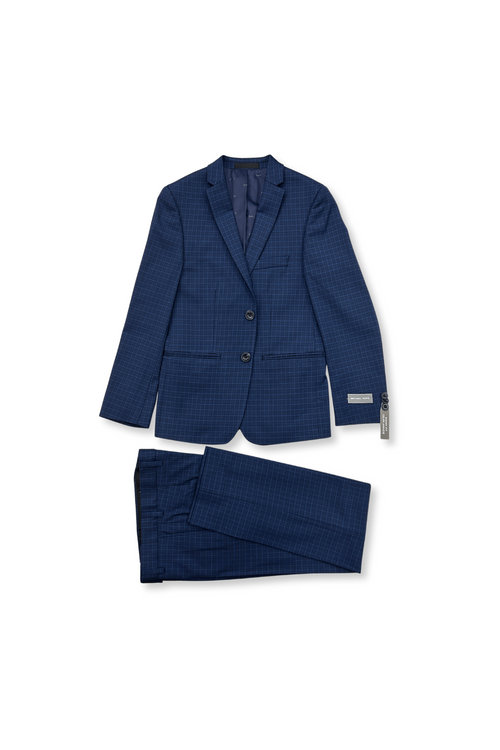 Michael Kors Boys Skinny Fit Blue Check Suit-NorthBoys