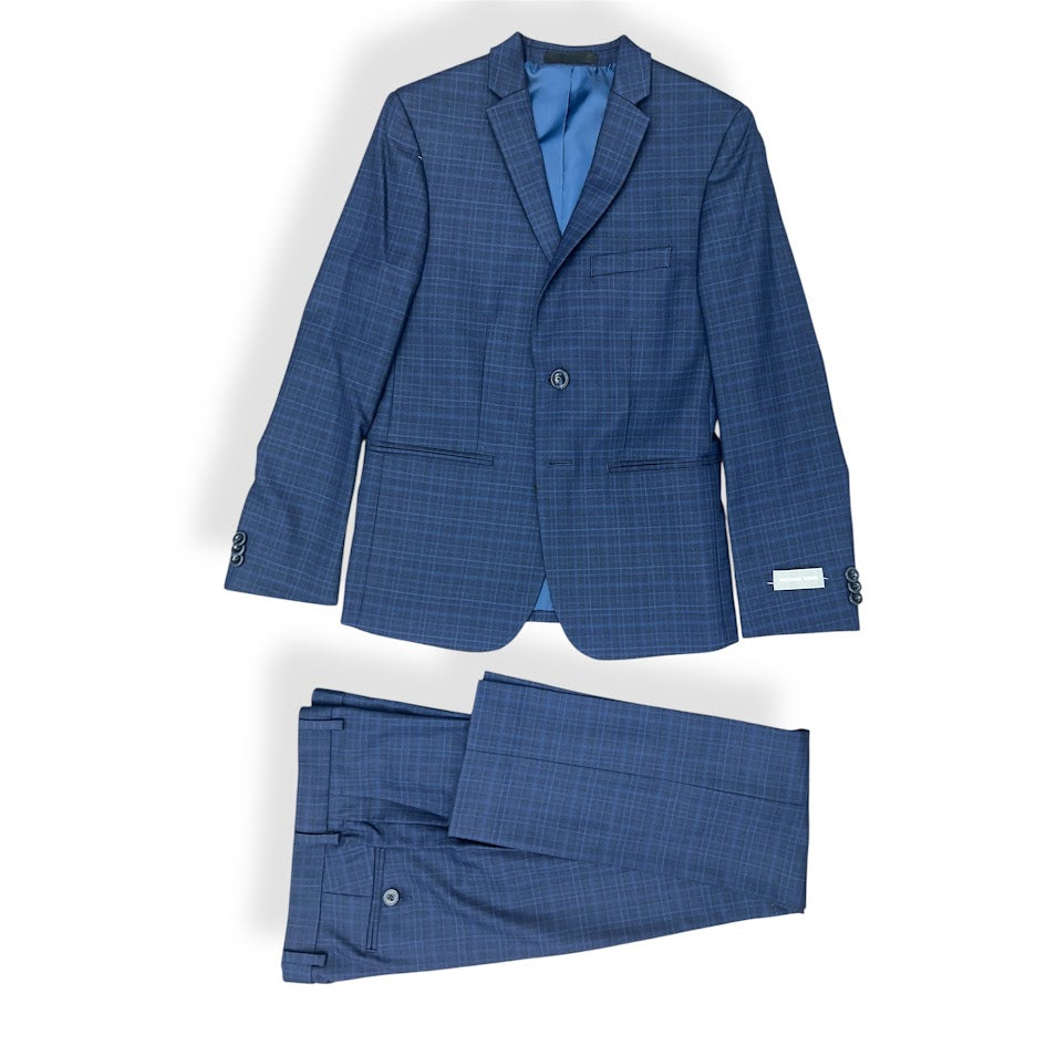 Michael Kors Boys Skinny Navy Check Suit_ TZ0016/4X0016-NorthBoys
