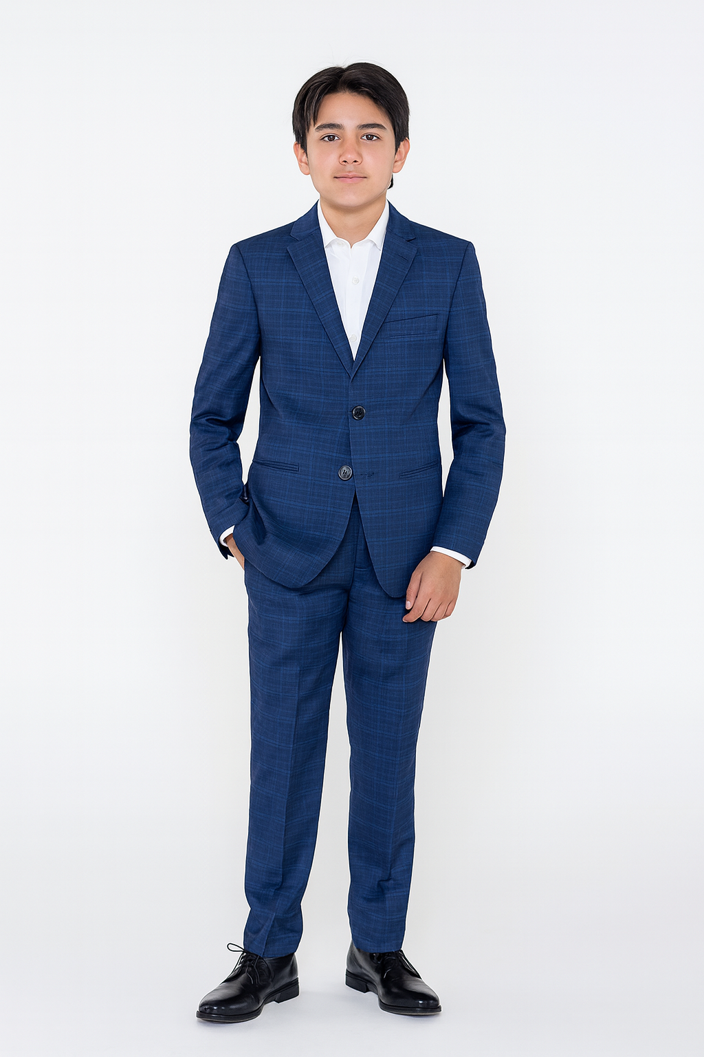 Michael Kors Boys Skinny Navy Check Suit_ TZ0016/4X0016-NorthBoys