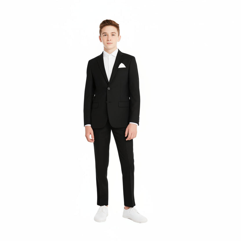 Nice Threads Boys Slim Fit Stretch Black Suit _ Northboys