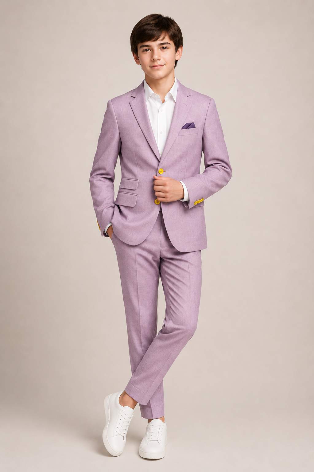 Nice Threads Boys Slim Fit Pastel Lilac Suit