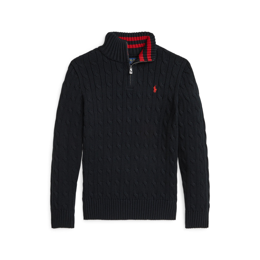 Ralph Lauren Boys Cable-Knit Cotton Quarter-Zip Sweater