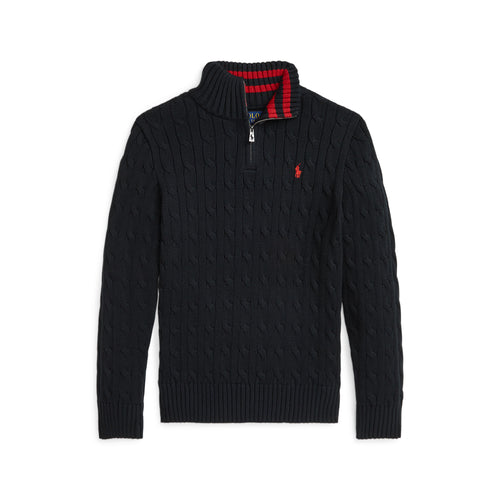 Ralph Lauren Boys Cable-Knit Cotton Quarter-Zip Sweater
