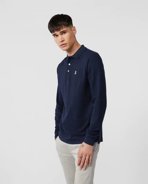 Psycho Bunny Kids Navy Classic Long Sleeve Polo_ B0M658ARPC - 410 - NorthBoys