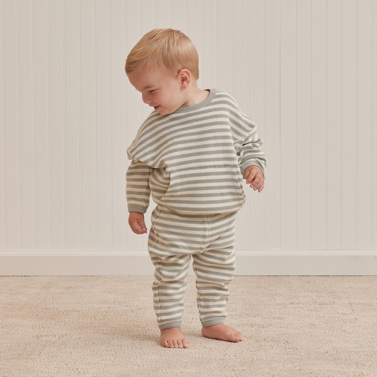 Quincy Mae Baby Waffle Sweat Set _Blue QM107 - 1233 - NorthBoys