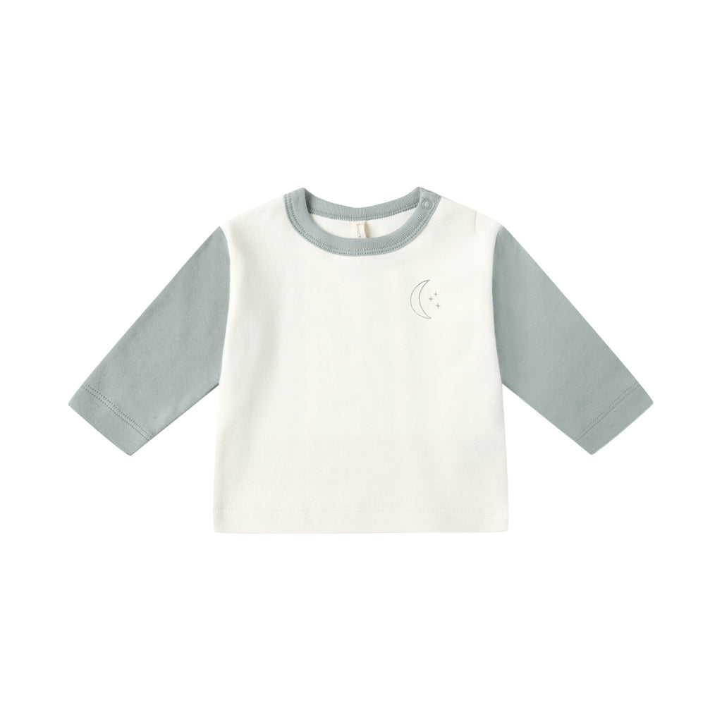 White and gray long-sleeve shirt on a white background