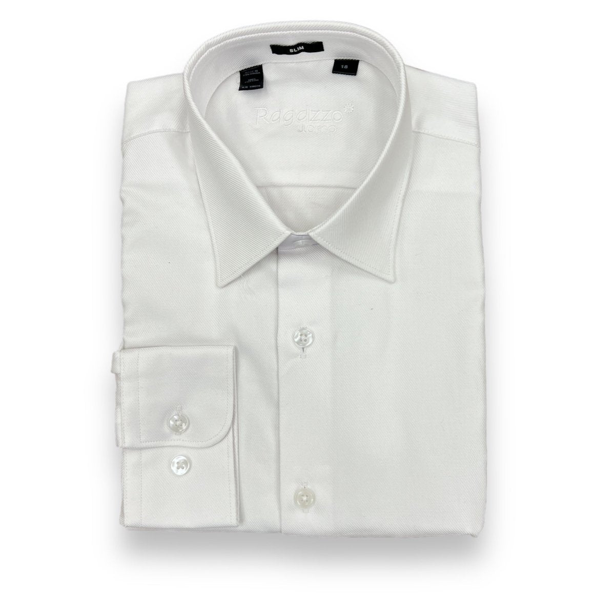 Ragazzo Boys Slim Fit White Diagonal Cotton Shirt_ SEAN1214W - NorthBoys