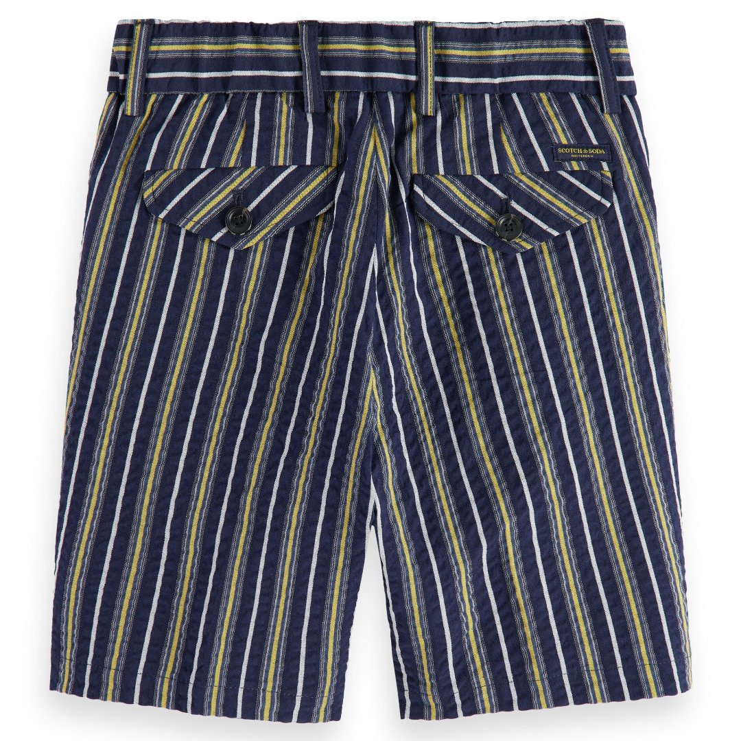 Scotch & Soda Boys Longer Length Seersucker Navy Shorts_ 24170453 - NorthBoys