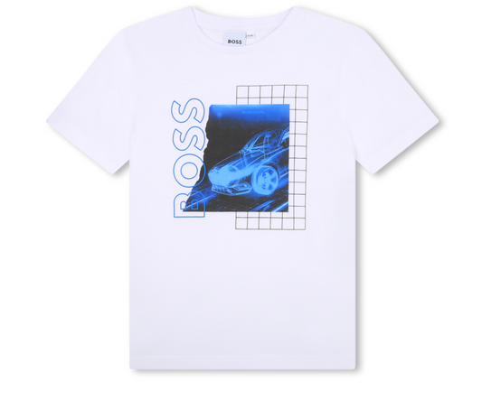 Hugo Boss Boys Graphic White T-Shirt w/Logo _J25O83-10P