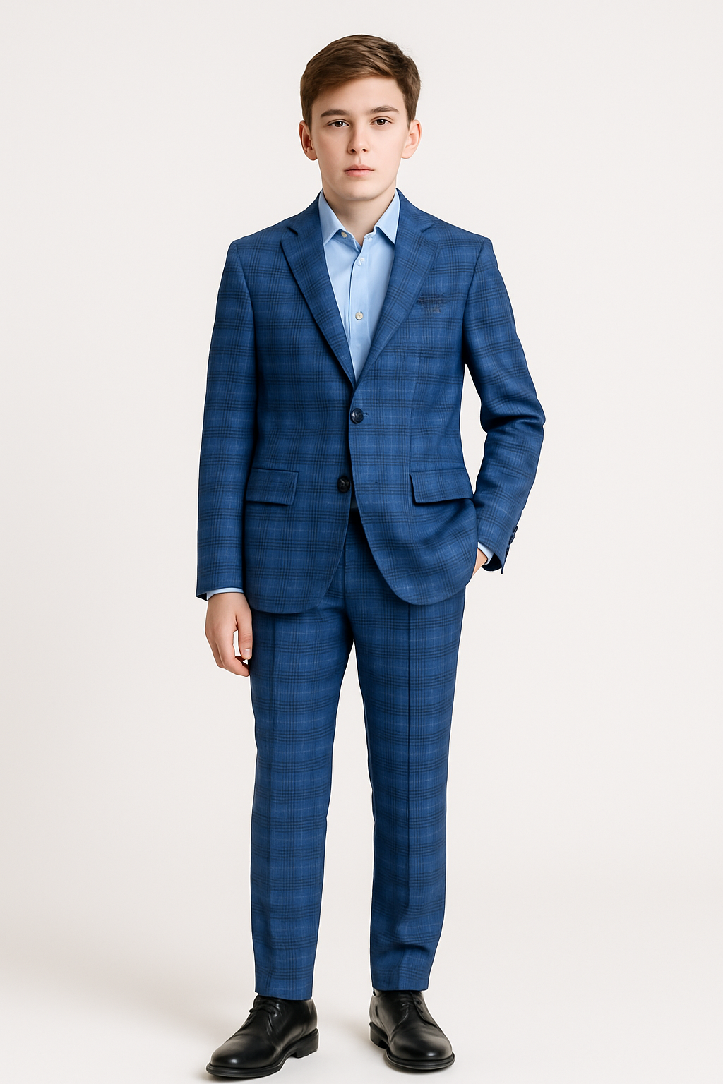 Tallia Boys Skinny Blue Plaid Suit_ CZ0095-NorthBoys