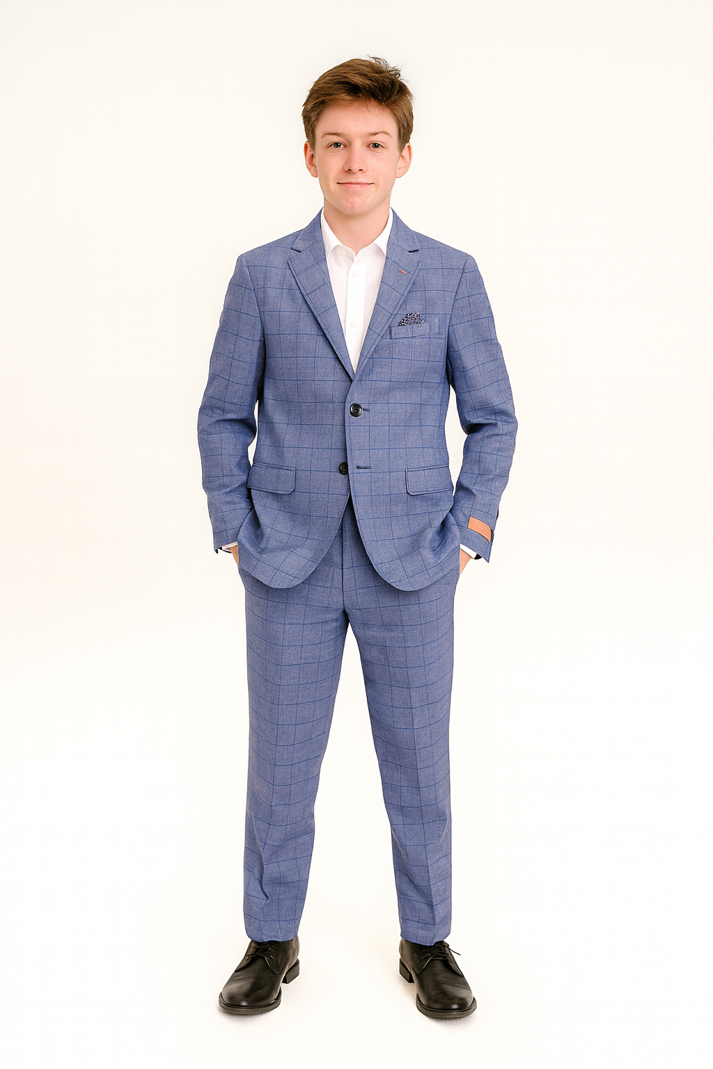 Tallia Boys Skinny Blue Plaid Suit-NorthBoys