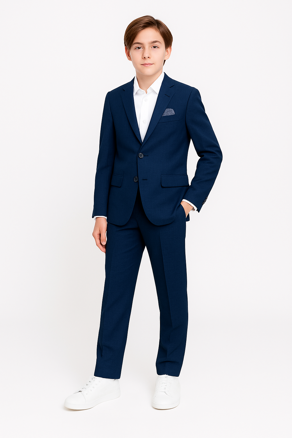 Tallia Boys Skinny Dark Blue Mini Grid Suit_ CZ0070-NorthBoys