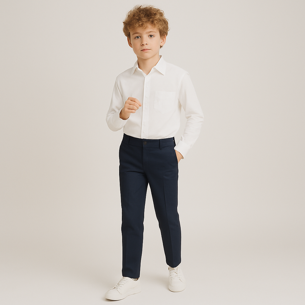 Tallia Boys White Solid Dress Shirt