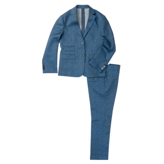 Isaac Mizrahi Boys Slim Fit Textured Navy Suit