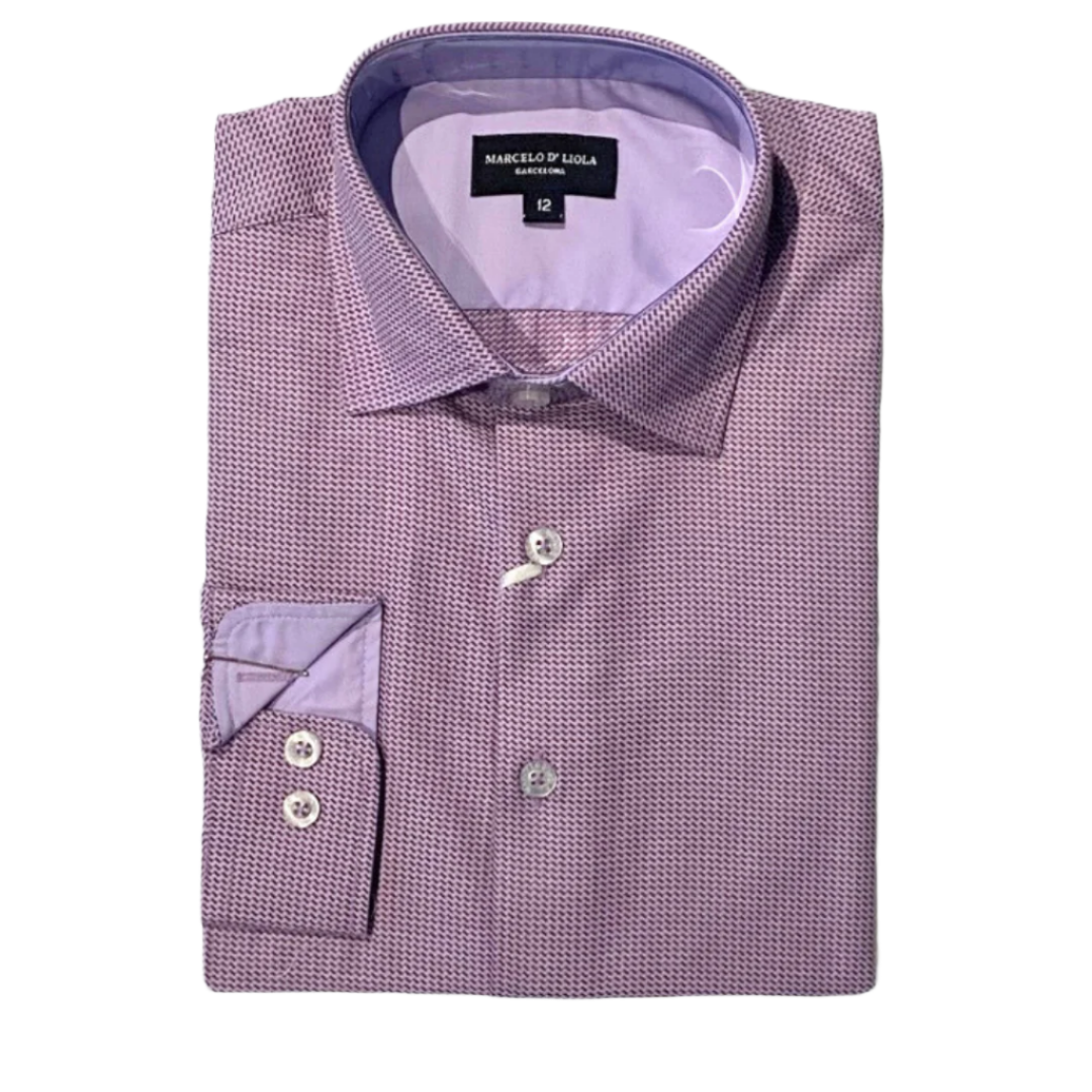 Marcelo D'Liola Boys Purple Stairs Dress Shirt