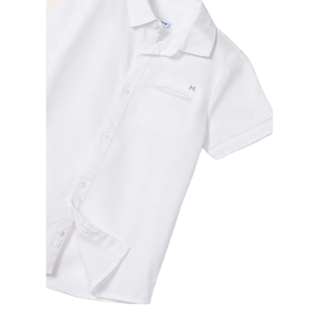 Mayoral Mini Short Sleeve Dress Shirt_ White 3159