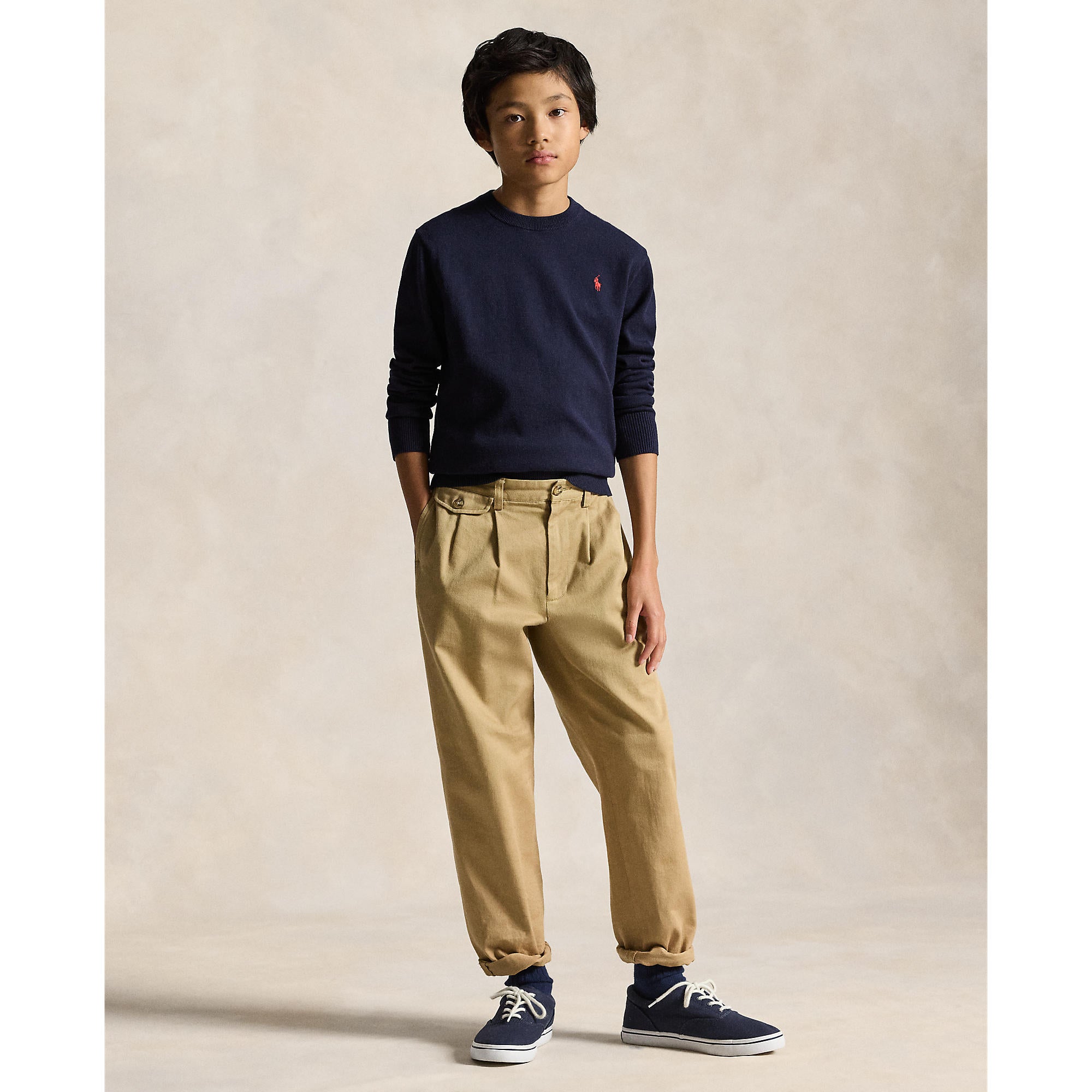 Polo Ralph Lauren Boys Fine Cotton Navy Crewneck Sweater