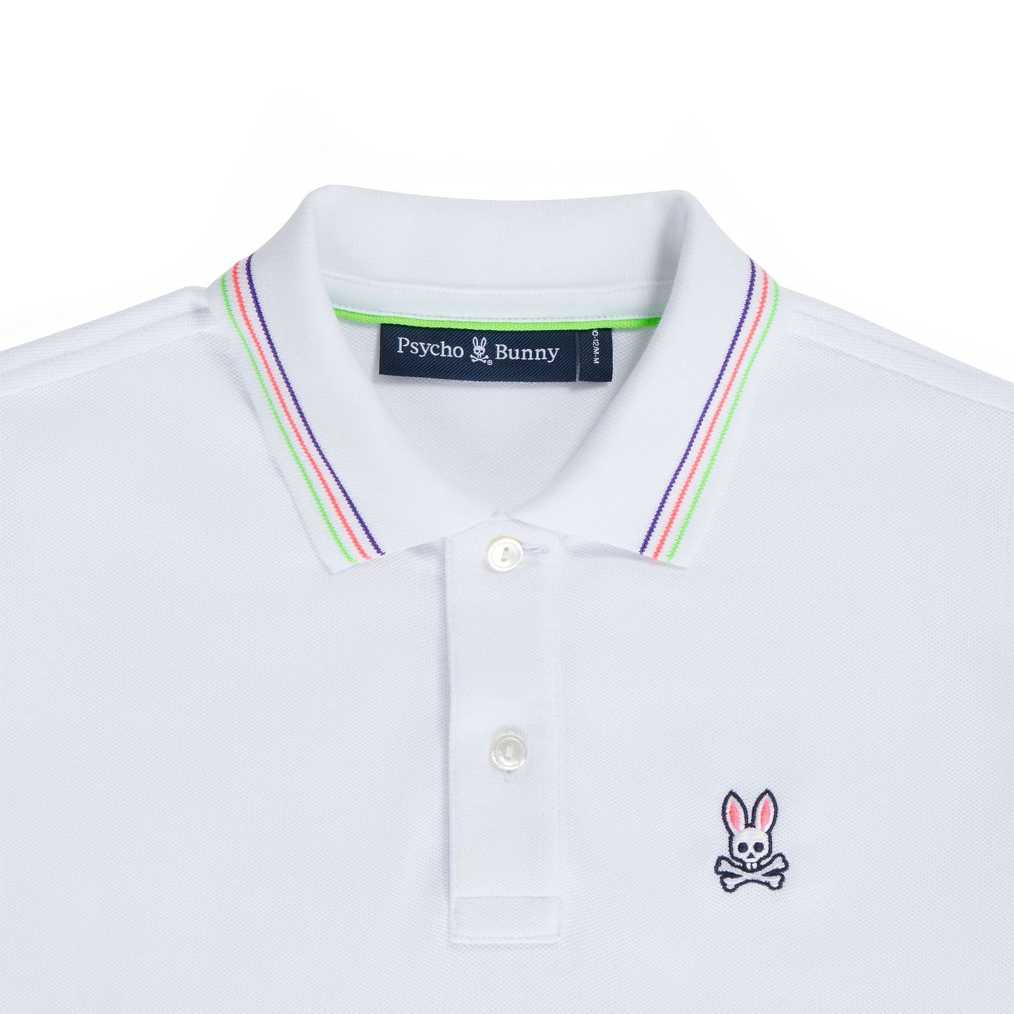 Psycho Bunny Kids Colton Pique White Polo_ B0k825a2pc-100