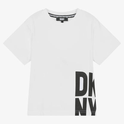 DKNY Junior Boys White Organic Cotton T-Shirt _D55005-10P
