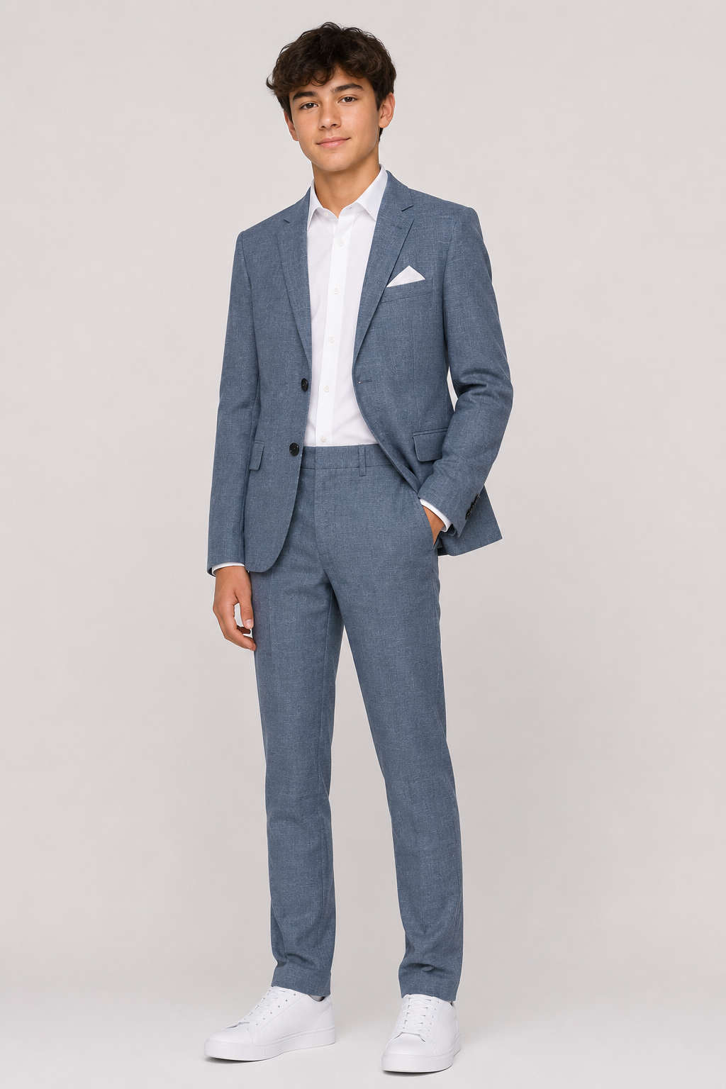 Nice Threads Boys Slim Fit Pastel Dark Blue Suit
