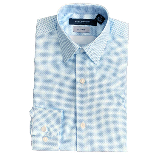 Marc New York Boys Skinny White/Blue Print Dress Shirt MBS0041
