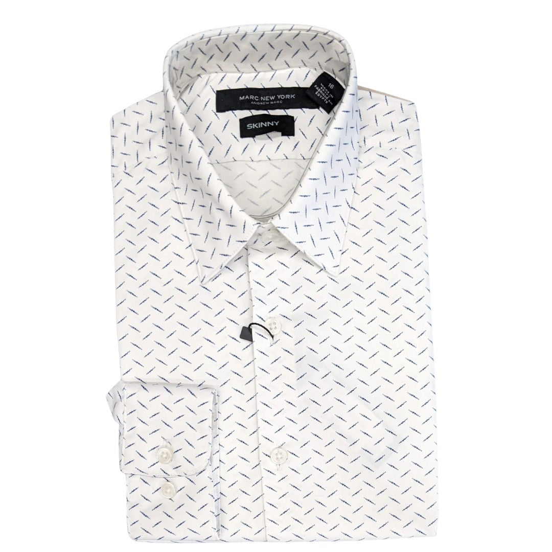Marc New York Boys Skinny White/Navy Print Dress Shirt_ MBS0000
