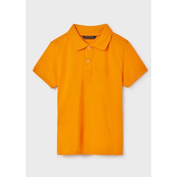 classic short sleeved ORANGE Polo shirt. 100% Sustainable cotton
