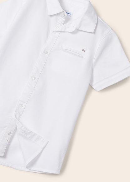 Mayoral Mini Short Sleeve Dress Shirt_ White 3159