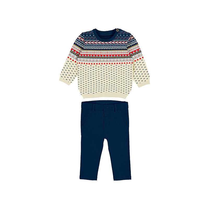 Mayoral Baby Jacquard Sweater And Pants Set 2539-85