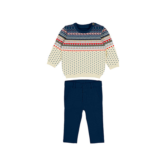 Mayoral Baby Jacquard Sweater And Pants Set 2539-85
