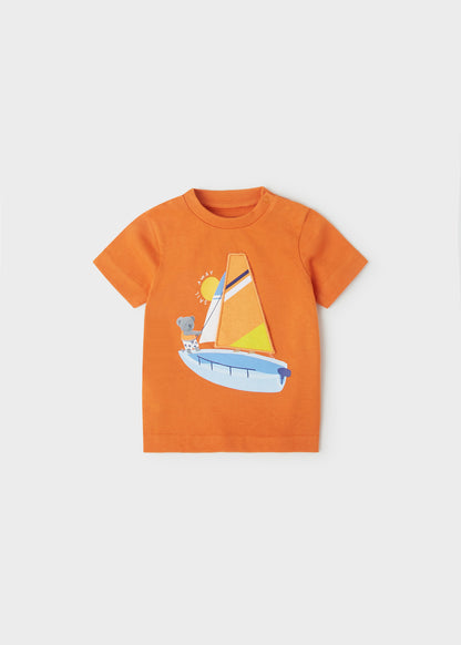 Mayoral Baby T-Shirt w/Boat Print _Clay 1007-48