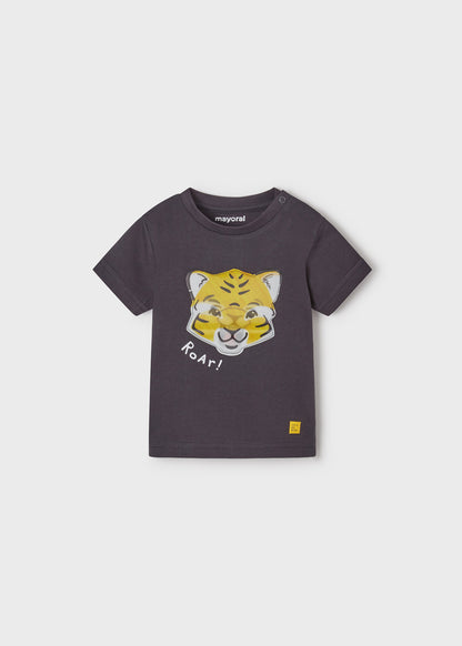 Mayoral Baby T-Shirt w/Tiger Print _Dark Grey 1014-65
