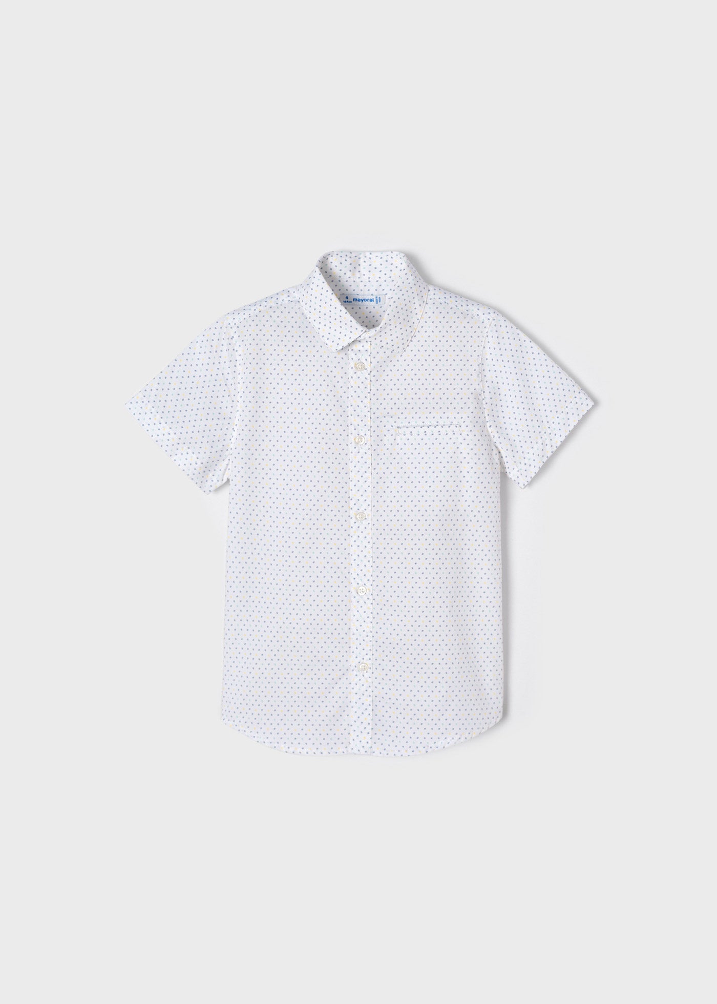 Mayoral Mini S/S Dress Shirt w/Micro Print_ White 3118-10