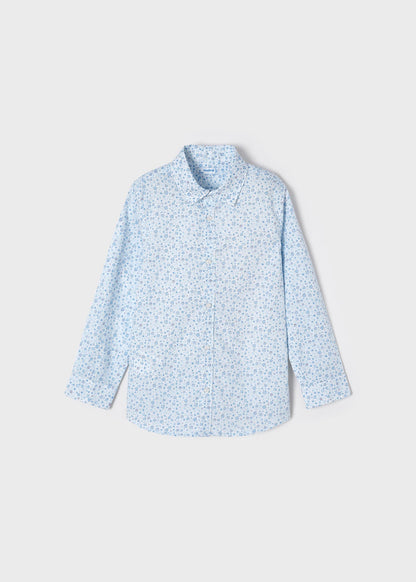 Mayoral Mini L/S Dress Shirt w/Floral Print_ Light Blue 3120-48