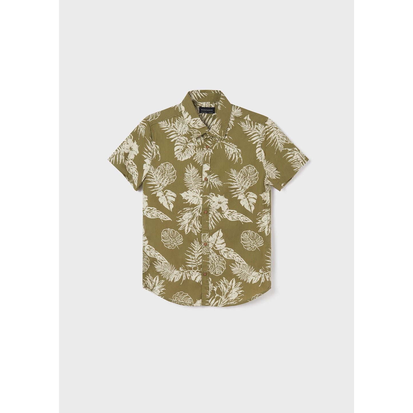 Nukutavake S/S Dress Shirt w/Leaf _Green 6113-72