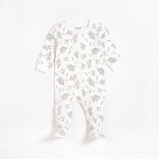 Petit Lem Baby Sleeper w/Leaf Print _Off White 22HRS62010-101