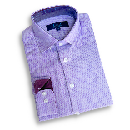 Leo & Zachary Boys Lilac Weaved Dress Shirt_5908