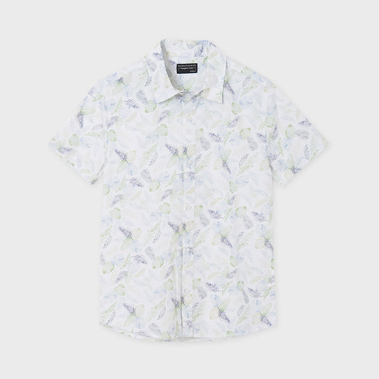 Nukutavake Boys White with Green Print Shirt