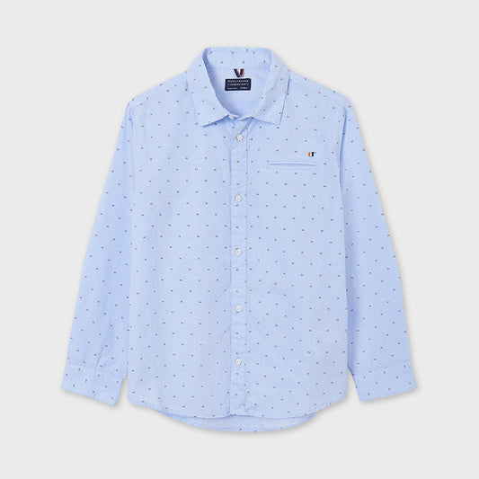 Nukutavake Boys Blue Print Dress Shirt