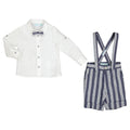 Abel & Lula Baby Shirt and Bermuda Shorts w/ Suspenders Set_Navy 5228 - NorthBoys