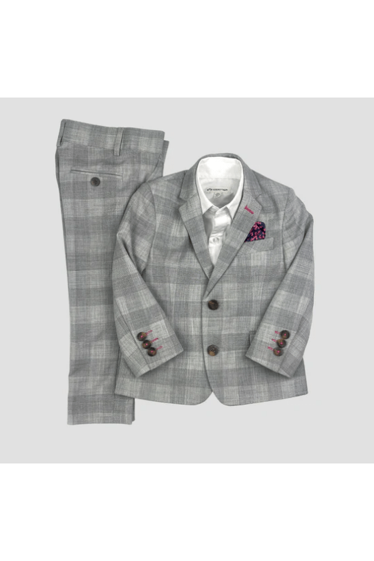 Appaman Boys 2pc Stretch Mod London Check Grey Suit-NorthBoys