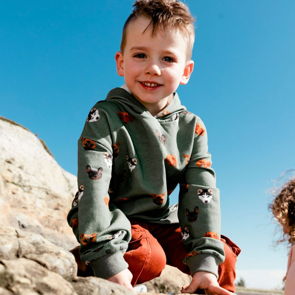 Deux Par Deux Fleece Hoodie w/Pattern _Green E20S74 - 330 - NorthBoys