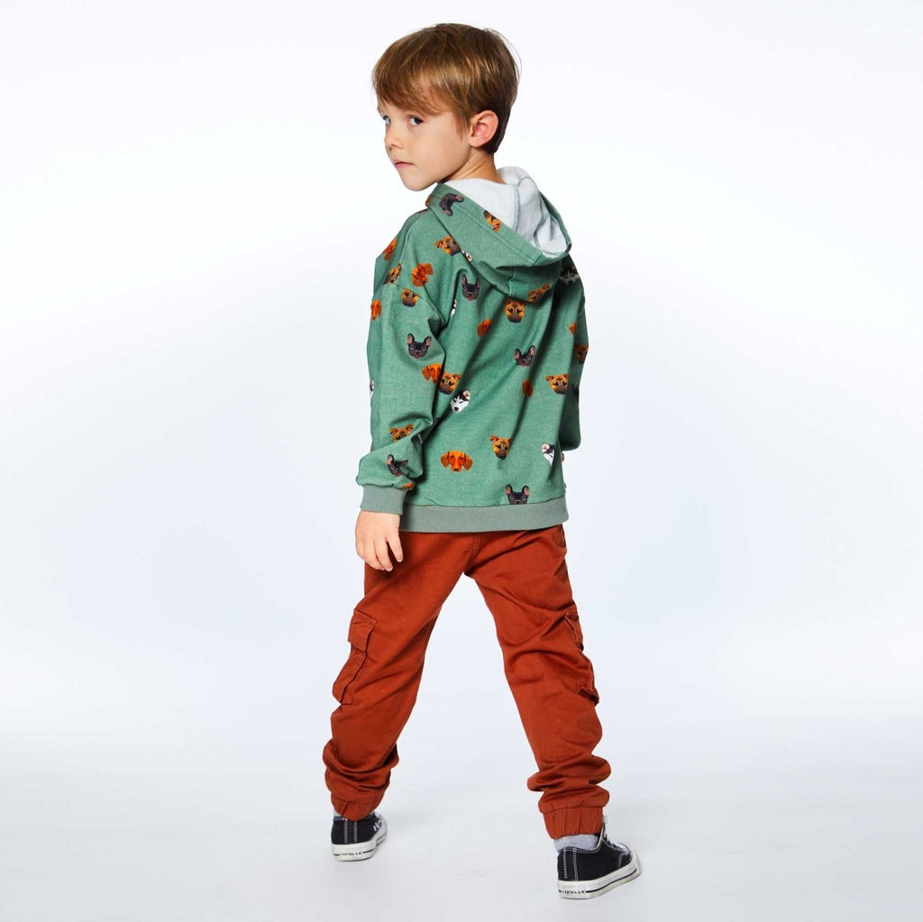 Deux Par Deux Fleece Hoodie w/Pattern _Green E20S74 - 330 - NorthBoys