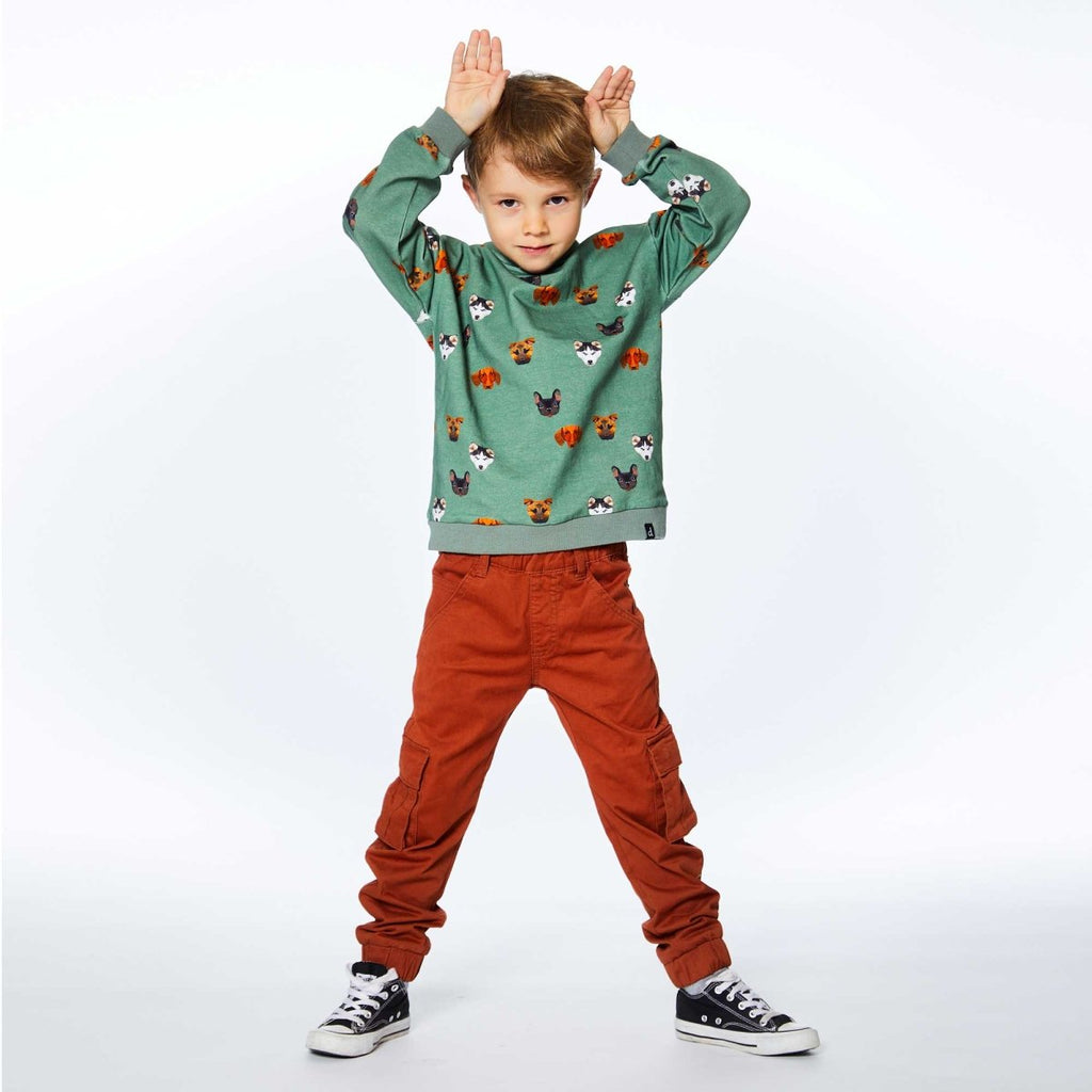 Deux Par Deux Fleece Hoodie w/Pattern _Green E20S74 - 330 - NorthBoys