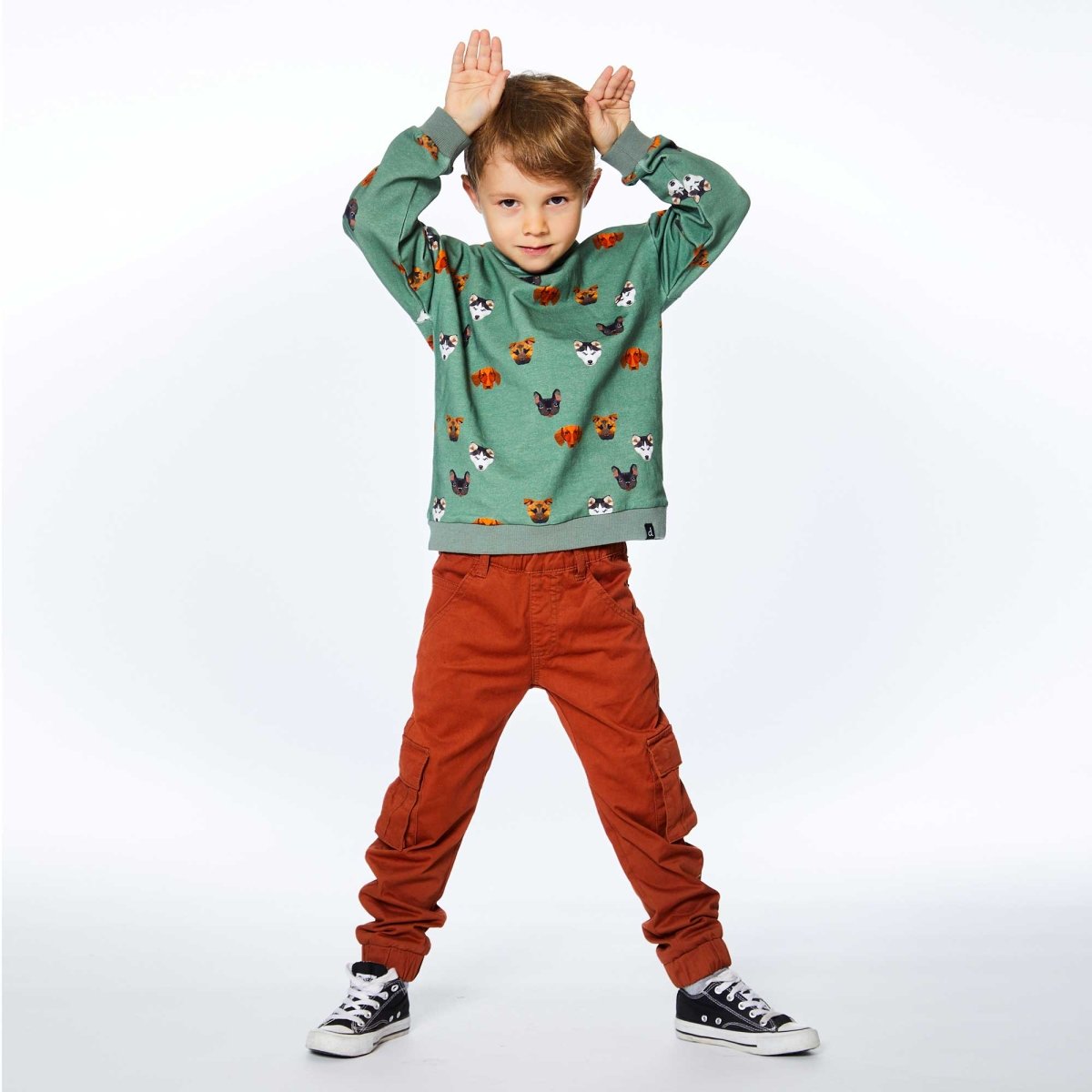 Deux Par Deux Fleece Hoodie w/Pattern _Green E20S74 - 330 - NorthBoys