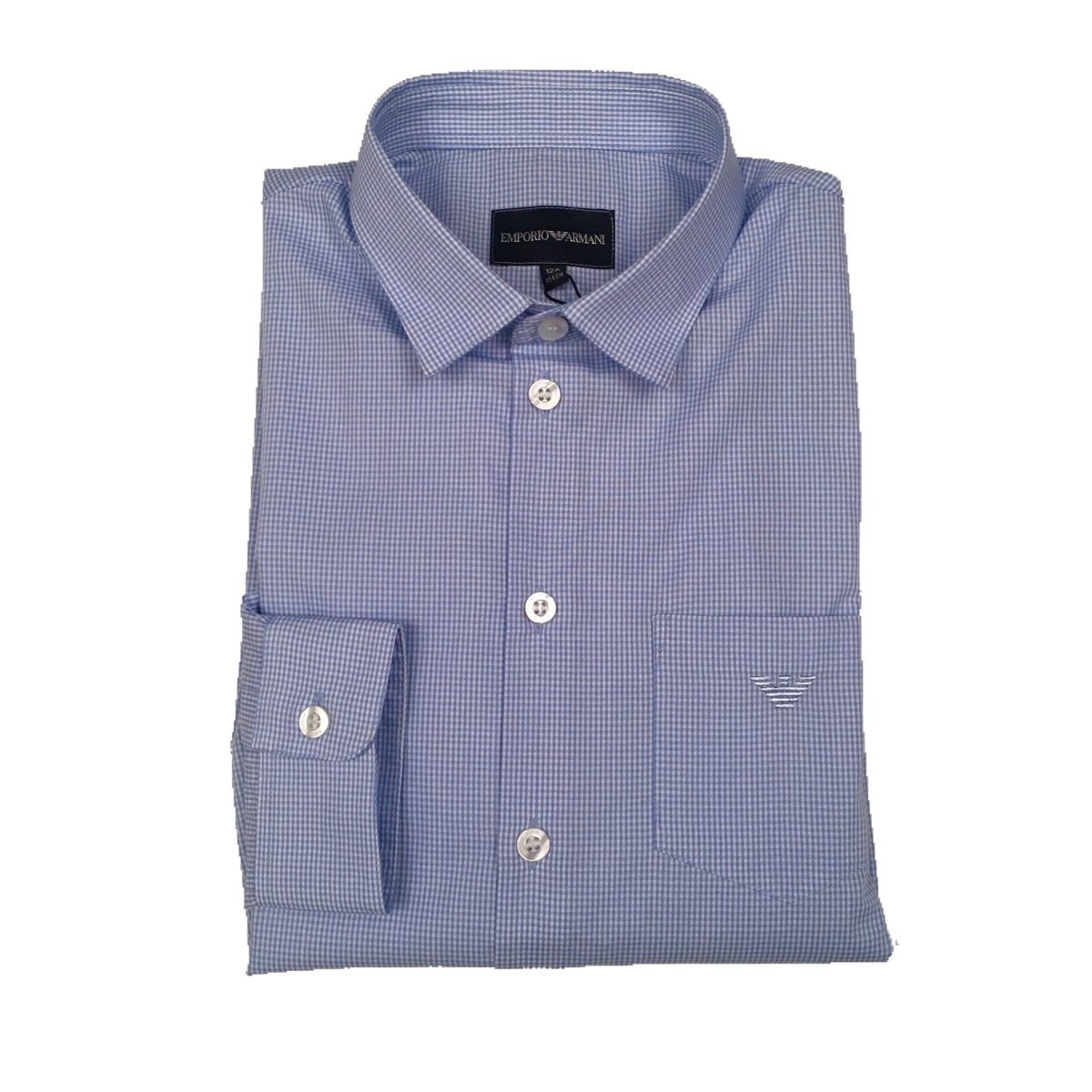 Emporio Armani Boys Printed Blue Dress Shirt 3H4C09 - F710 - NorthBoys