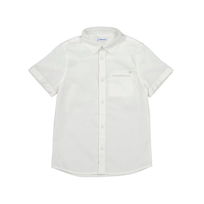 Mayoral Mini Short Sleeve Dress Shirt_ White 3159