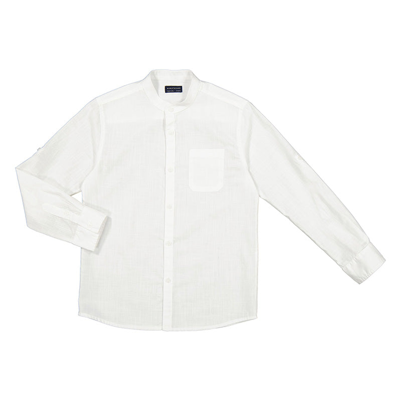 Nukutavake Long Sleeve Mandarin Dress Shirt_White 6115
